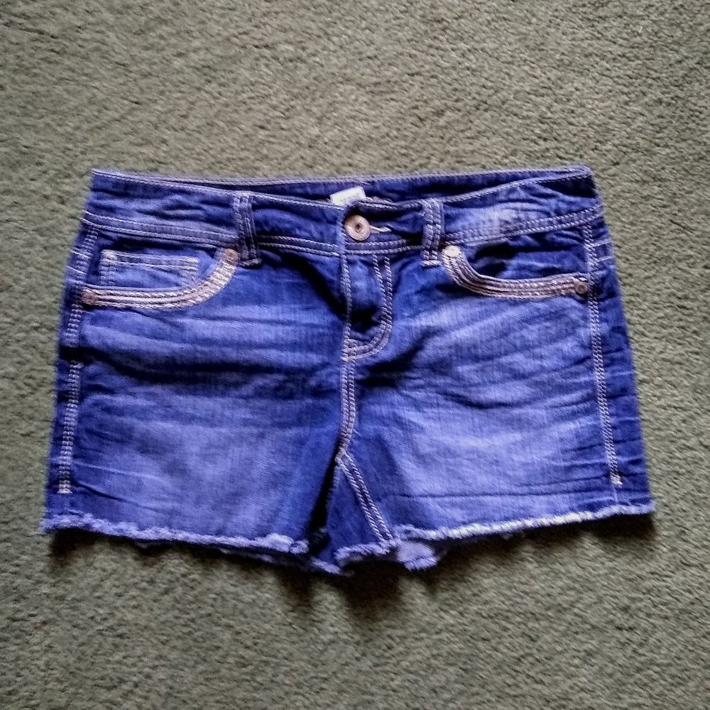 Distressed Bottom Jean Shorts